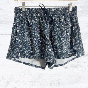 Athleta Women's Printed Baja Navy Blue Speckled Running Athletic Shorts -Sz 4